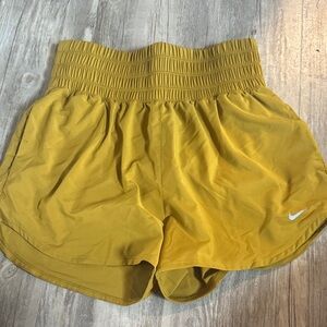 Nike Women's Mustard Yellow Hugh Waisted Athletic Shorts